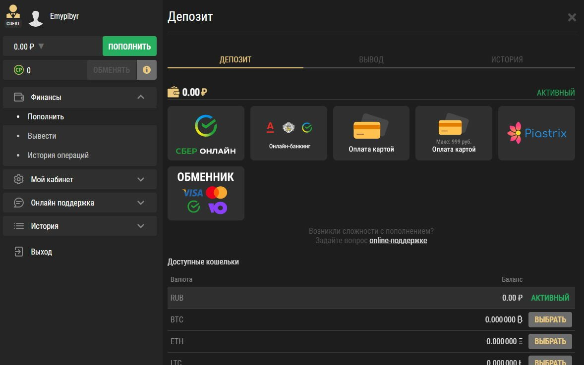 Платёжные методы RioBet